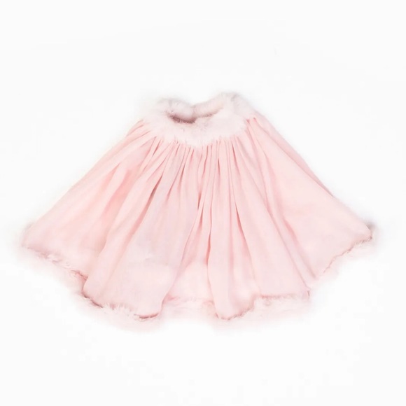 👑Dolce & Gabbana Pure Silk Rabbit Fur Trimmed Capelet Girls Size 4T BNWT - Picture 6 of 7